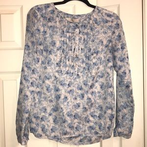 LOFT Blue/Gray Patterned Blouse